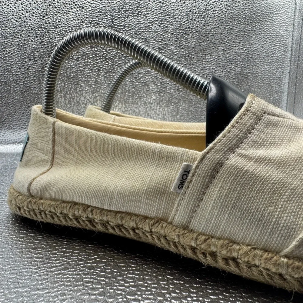 Size 8.5 TOMS Alpargata Espadrille Women Cream Canvas Slip On Flats 10017850